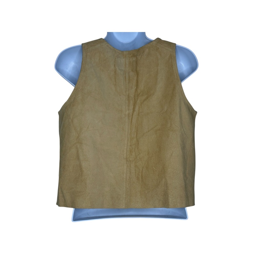 Liz Claiborne Lizwear Vest Medium Tan Suede Leather Vintage 90s Boho Western NEW - Picture 2 of 10